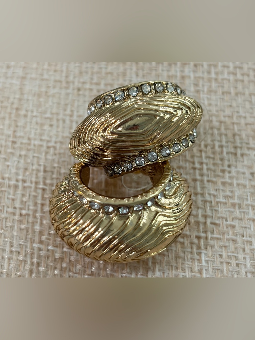 NEW Marlyn Schiff Gold Crystal-Accent Statement Earrings